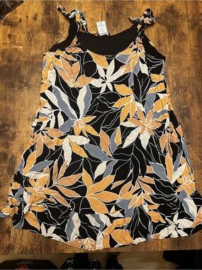 Tribal Floral A-Line Skirt - Black, Peach, Gray, Cream #299